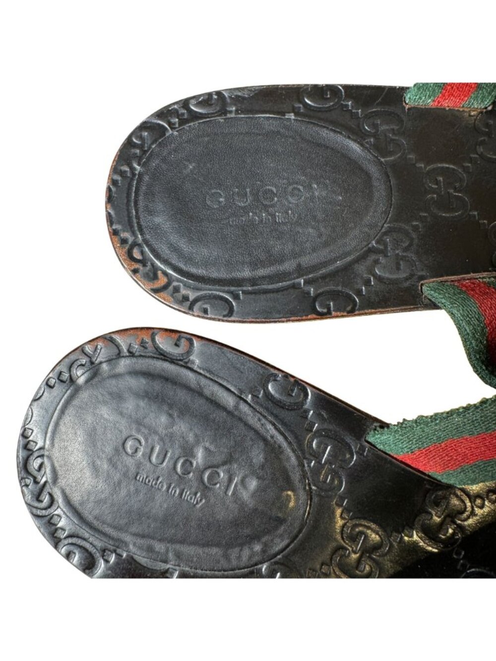Gucci Interlocking GG Monogram Web Stripe Thong Sandals Black EU 40.5 US 10.5 - Picture 5 of 11